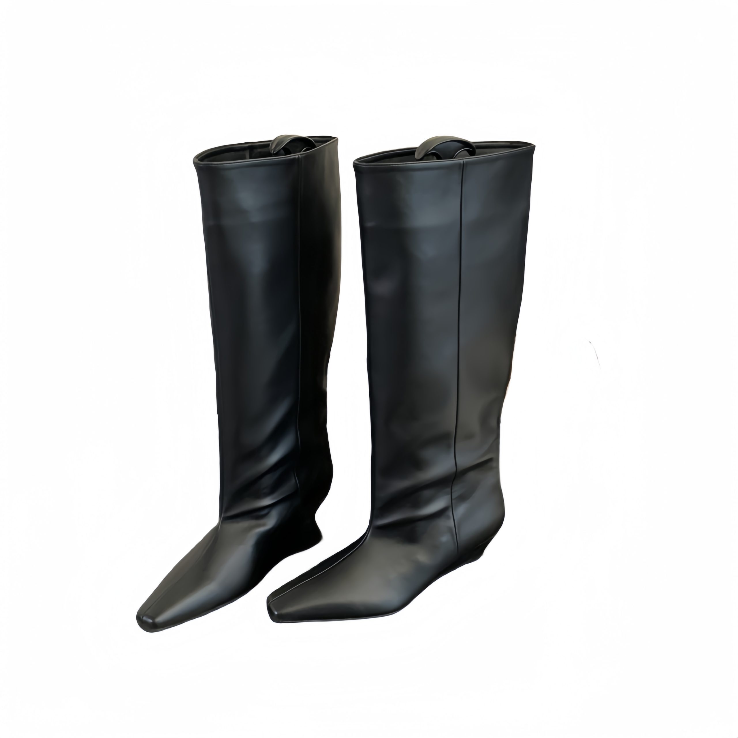 2024 Autumn Simple Elegance Slope Heel High Boots Fashion Square Toe Riding Boots Comfortable Pull-On Boots - Image 5