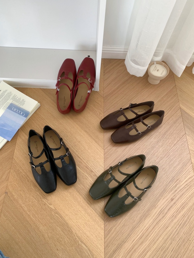 Autumn 2026 New Ultra Soft Flat T-Strap Square Toe Mary Jane Shoes for Women Casual Chic
