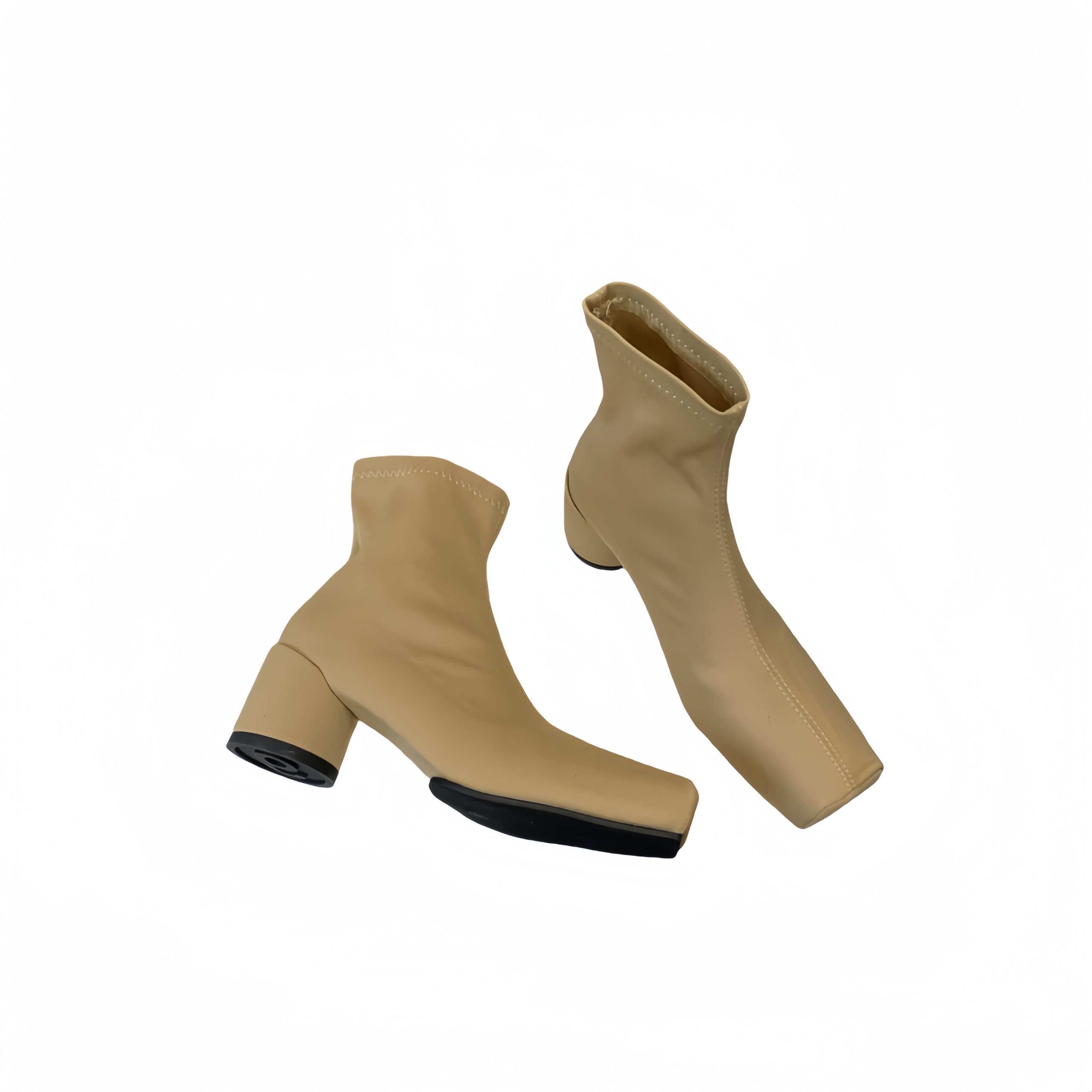 DINGXIANGFAN Women's Square Toe Chunky Heel Stretch Boots - Minimalist Elastic Slim Fit Ankle Boots - Image 5