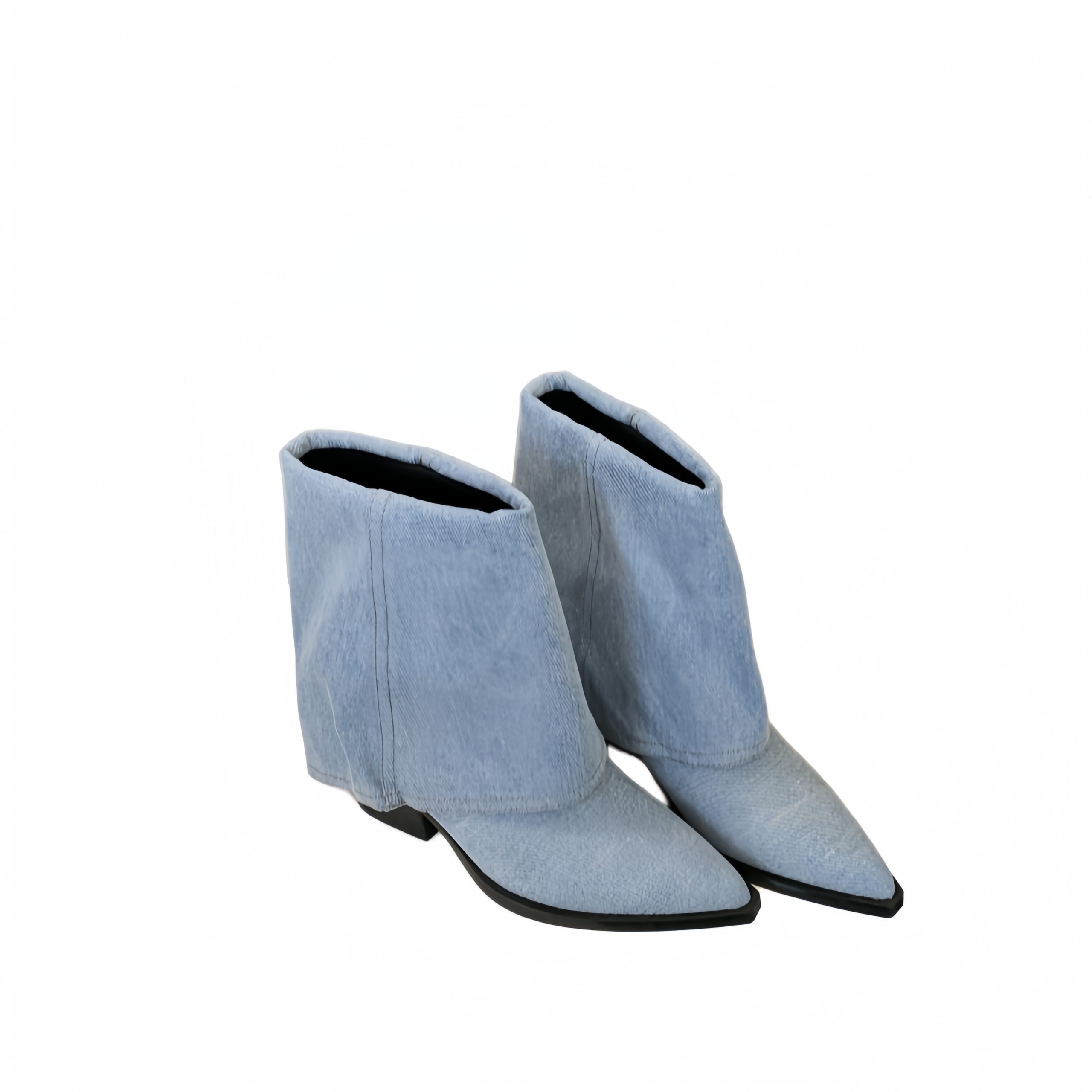 Fashion Pointed Toe Chunky Heel Short Boots 2024 New Trouser Boots Comfortable Mid Heel Western Boots Solid Color Boots Women - Image 5