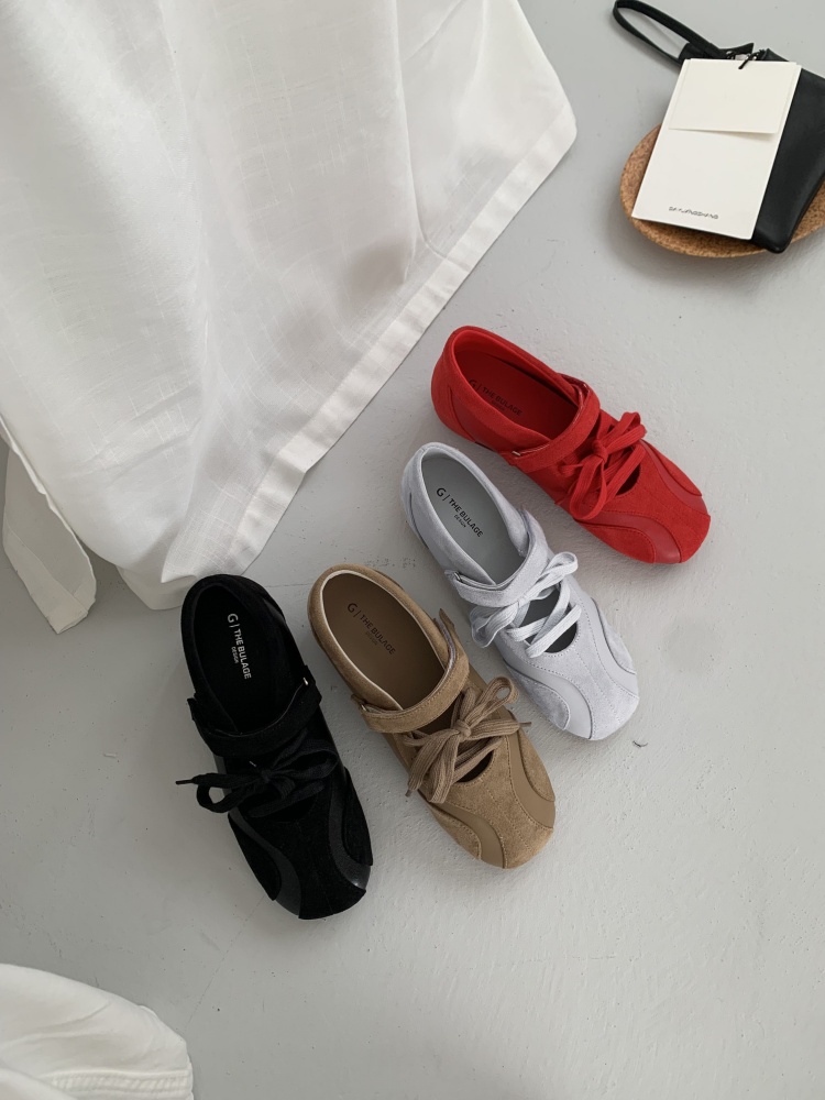 New Autumn Winter Soft Sole Height Increasing Magic Tape Sports Shoes Lace Up Casual Versatile Mary Jane Single Shoes