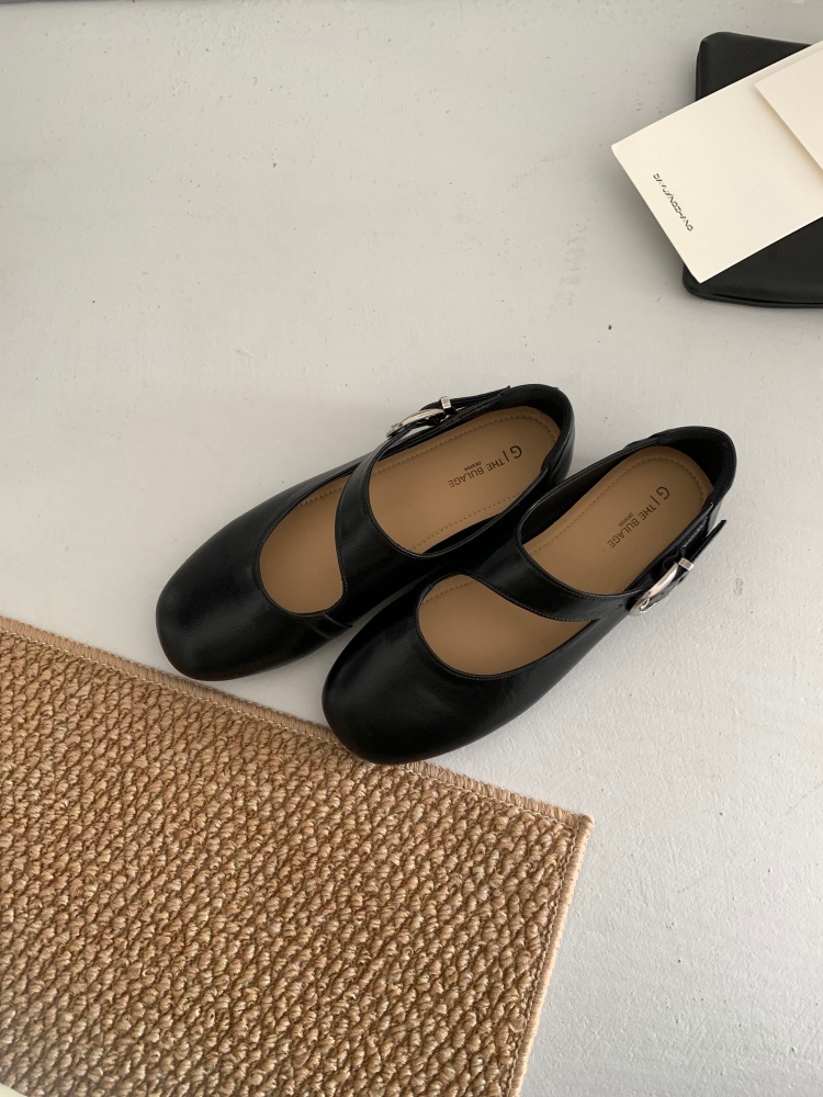 Vintage Suede Mary Jane Shoes for Women 2026 Autumn Low Heel Ballet Flats with Buckle Strap - Image 2