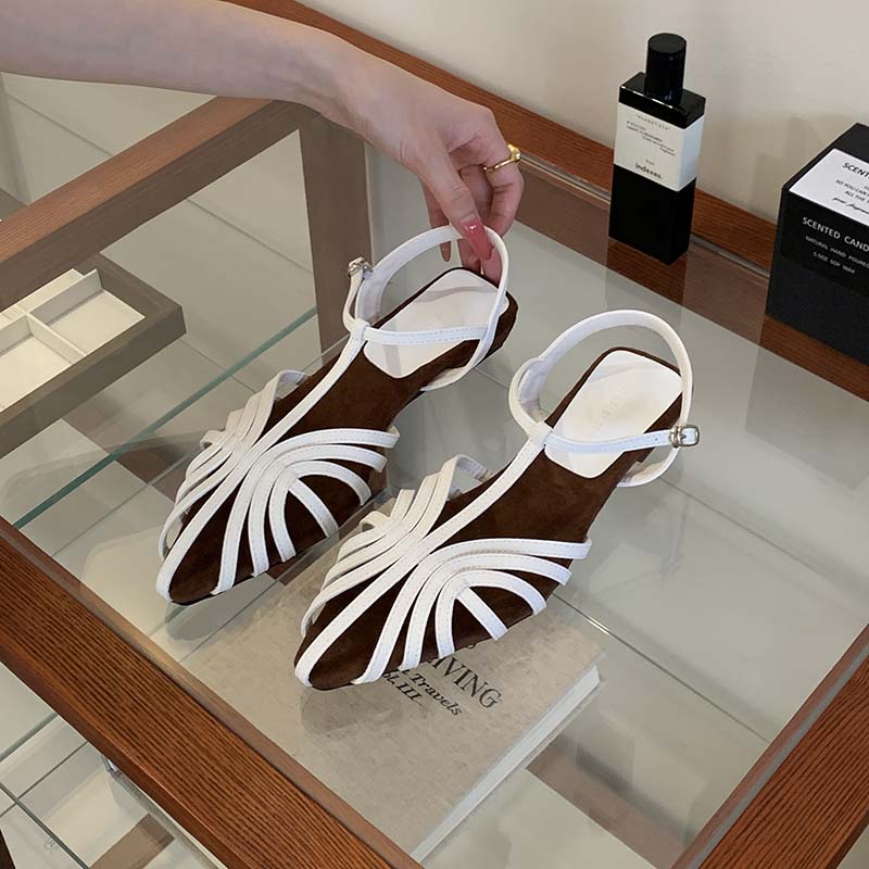 Woven Low Heel Roman Sandals for Women Summer New Fashion Versatile Open Toe Strap Slippers Travel Beach Shoes - Image 4